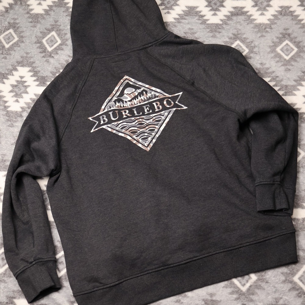 Burlebo Find Your Wild Raglan Hoodie Charcoal Gray Graphic Pullover XL